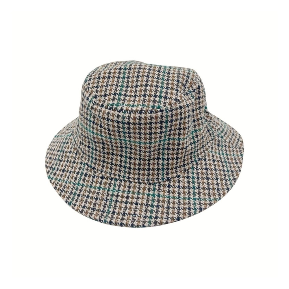 J.Crew Womens Multicolor Houndstooth Classic Wool Blend Lined Bucket Hat M-L